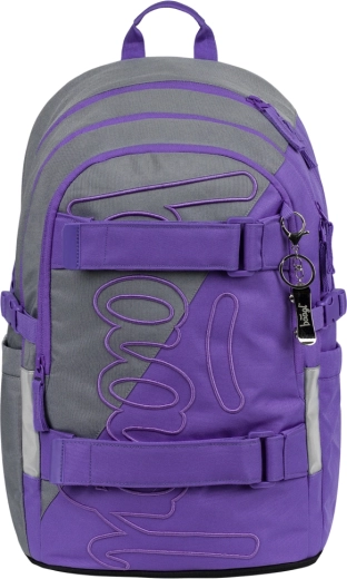 Mokyklinė kuprinė Baagl Skate Dual GRS, violetinė–pilka, 15″ nešiojamam kompiuteriui