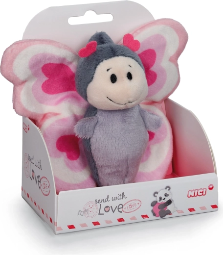 NICI pliušinis drugelis Love dovanų dėžutėje 10 cm