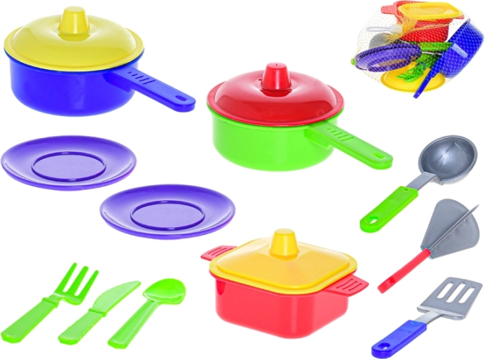 MAD Children's Plastic Kitchen Cookware Set with Cutlery