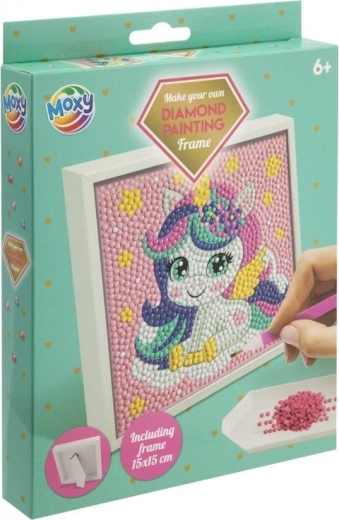 Diamond painting on frame unicorn 15 × 15 cm