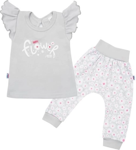 New Baby Happy Flower Cotton Baby Set, Grey, 68
