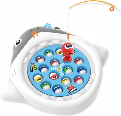 Children’s fishing game with a shark, with sound and 15 fish
