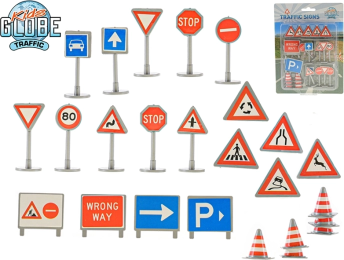Kids Globe Traffic mini kelio ženklai – 25 vnt. rinkinys