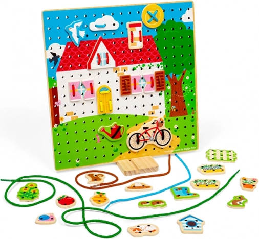 Lacing Wooden Board House BIGJIGS TOYS
