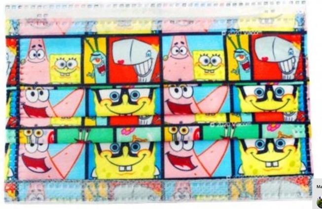 Vienkartinė vaikiška veido kaukė su SpongeBob Kelnėmis motyvu
