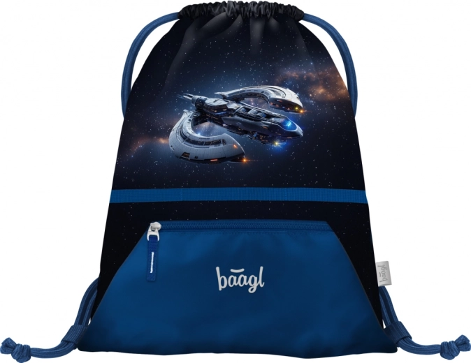 Drawstring Bag with Pocket Spacecraft