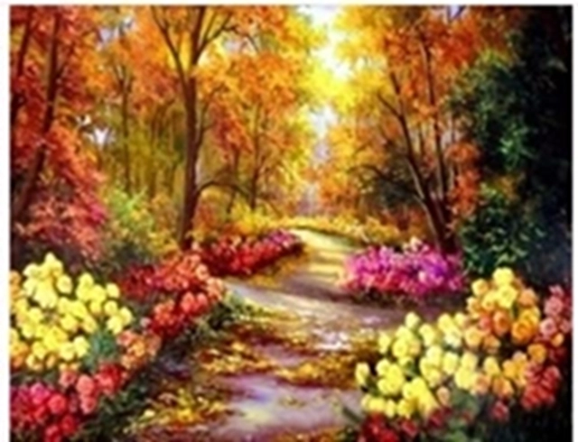 Deimantinė mozaika „Rudens takas parke“ 30 × 40 cm