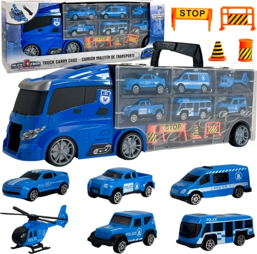 Cargo Truck with Transporter 3in1 Blue Police