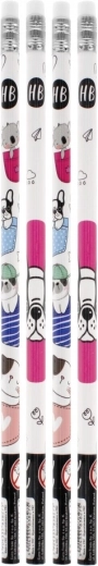 Set of 4 pencils with erasers