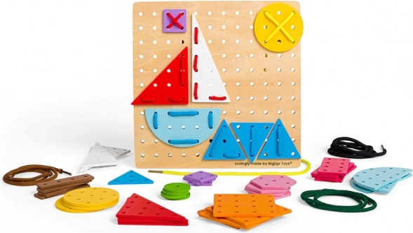 BIGJIGS TOYS medinis varstymo žaidimas – geometrinės figūros