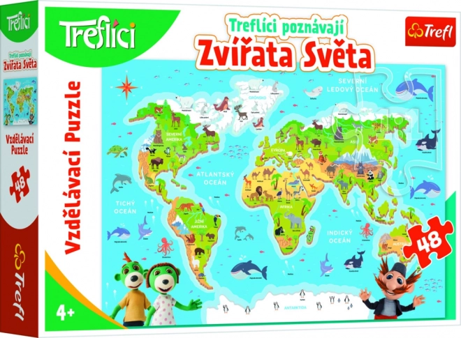 Dėlionė „Treflikai pažįsta pasaulio gyvūnėlius“ 48 dalių