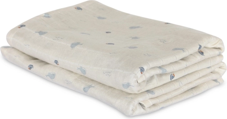 NUUROO Josefine bamboo muslin swaddles Ocean (2 pcs)