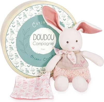 Gift Set - Plush Bunny with Pink Organic Cotton Blanket