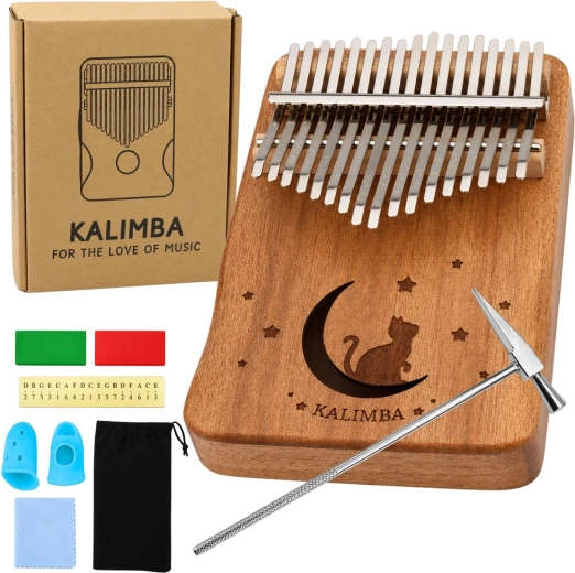 Kalimba su 17 klavišų – medinis nykštukinis pianinas su priedais