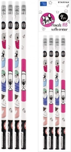 Minisy pencil with eraser - set of 4 pcs