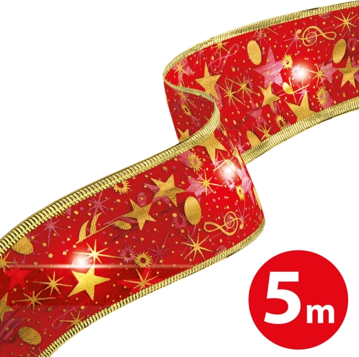 Kalėdinė raudona LED juosta, 5 m, su 50 LED lempučių ir USB maitinimu
