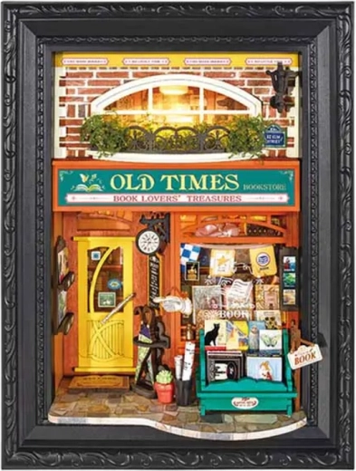 Robotime 3D medinė dėlionė rėmelyje „Old Times“ knygynas