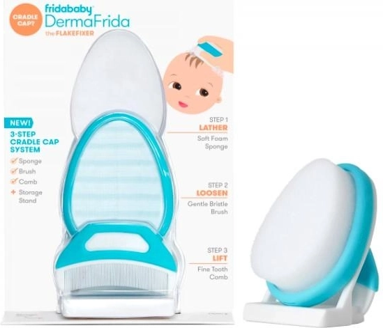 Fridababy DermaFrida FlakeFixer priežiūra nuo pleiskanų kūdikio galvos odai