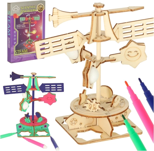 Mokslinis gamtos pažinimo rinkinys – 3D medinis vėjarodis (DIY modelis vaikams)