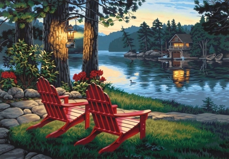 Norimpex deimantinė mozaika „Poilsis prie ežero“ 30 × 40 cm