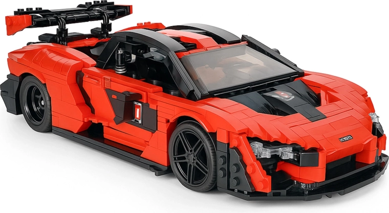 Mould King Red Sports Car Building Set with 1372 Pieces