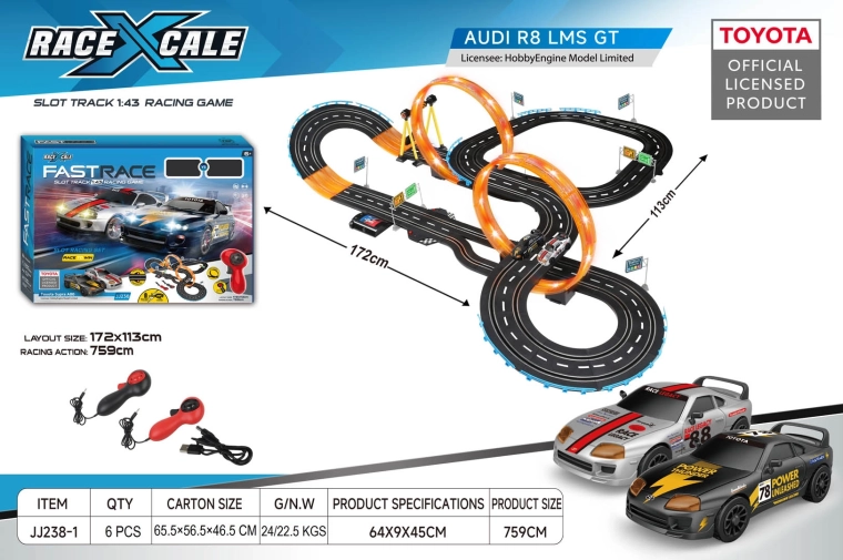 Lenktyninė automobilių trasa Toyota Supra A80 R/C 1:43