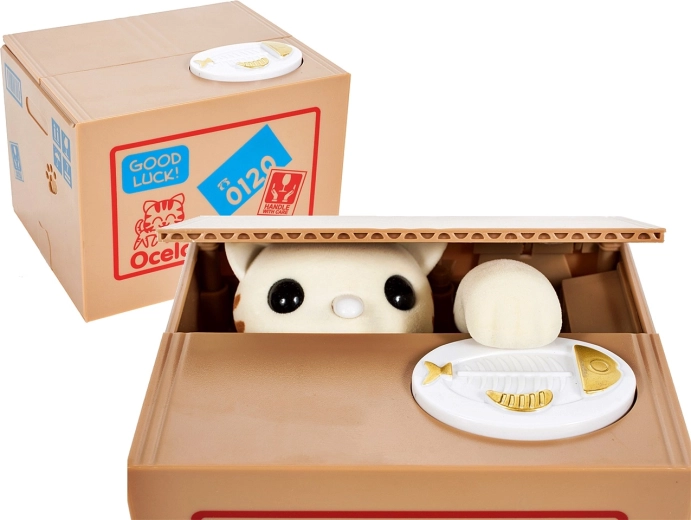 Interactive Piggy Bank with a Kitten That Steals Coins