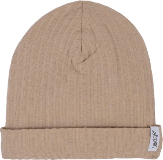 Lodger cotton seersucker beanie beige 0–6 months
