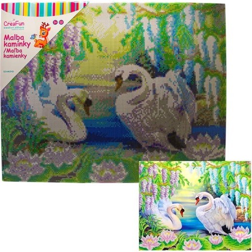 Deimantinė mozaika – gulbės 40 × 50 cm