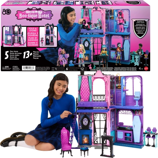 Monster High Boo-tique Hotel – spooky foldable doll hotel playset with furniture and accessories