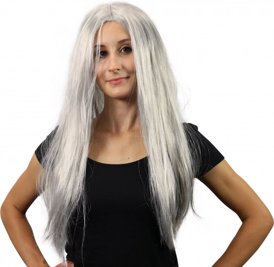 Silver witch wig with long hair