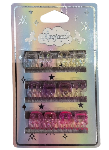 Magicool set of mini hair clips with glitter, 12 pcs