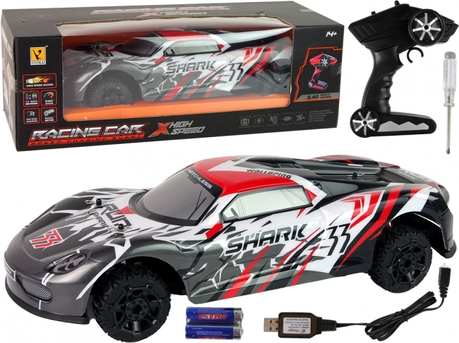 RC sportinis automobilis 1:8 pilkas ir baltas SHARK