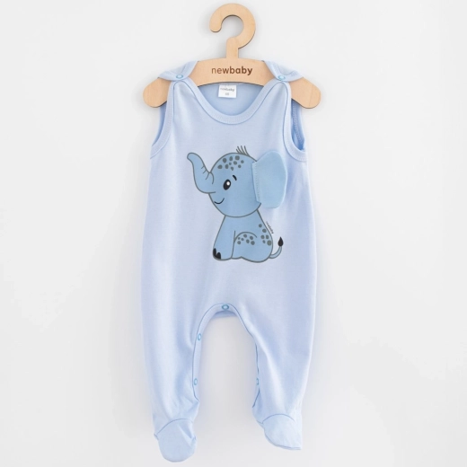 Baby cotton footed romper New Baby Happy Elephant blue 56 (0–3 m)