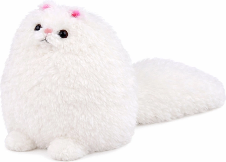 Plush cat with long tail, white 30 x 30 cm