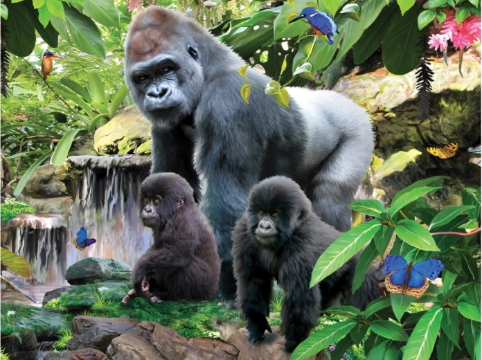 Beautiful illustration of gorillas in the jungle