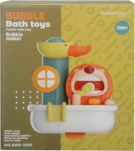 Bath toy lion with toothbrush and bubbles