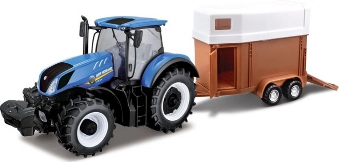 Bburago ūkininko traktorius New Holland su priekaba arkliams