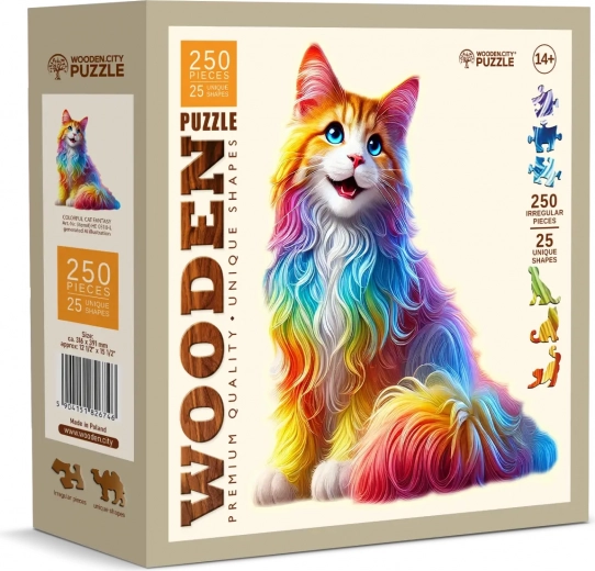Wooden Puzzle Colorful Cat 250 Pieces