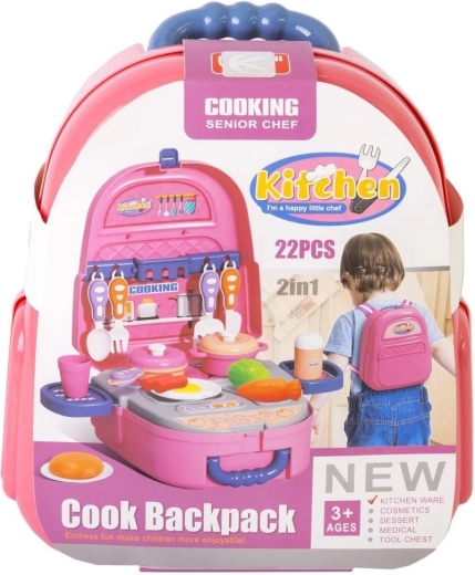 Mini children's kitchen in a backpack