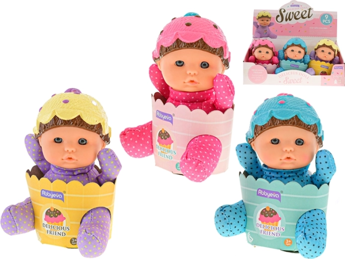 Kūdikėlis krepšelyje su minkštu kūneliu 15 cm, 3 spalvos