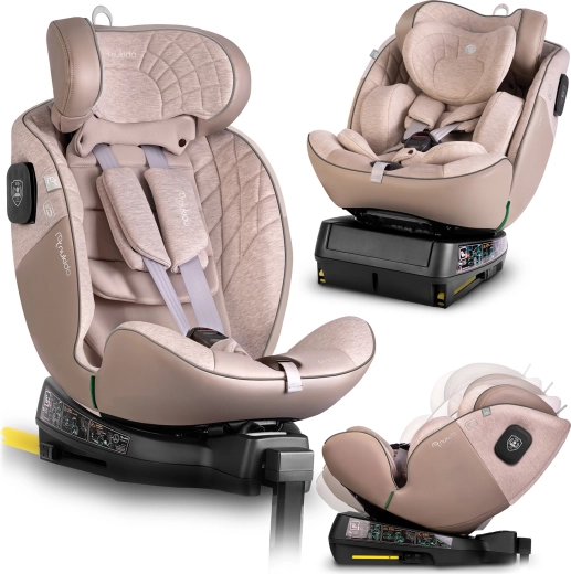 Nukido Aero Line smėlinė i-Size automobilinė kėdutė 40–150 cm su ISOFIX ir pasukamu pagrindu
