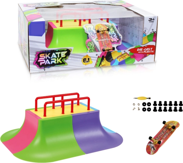 Modulinis skateparko rinkinys 6 viename su multi-rail ir fingerboardu