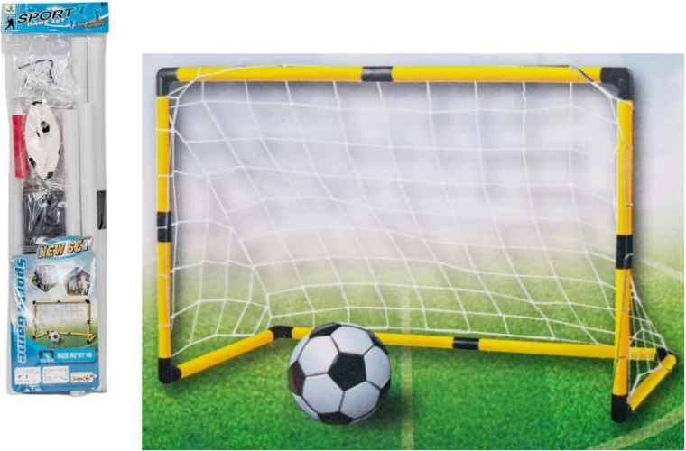 Vaikiški futbolo vartai su tinklu, kamuoliu ir pompa 92 × 61 × 48 cm