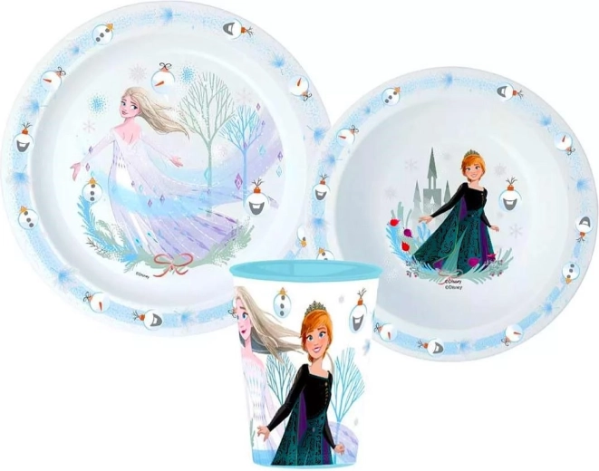 Plastikinis valgymo rinkinys Frozen Kalėdos, 3 dalių