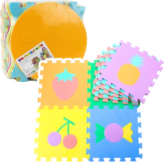 Soft EVA foam educational mat – fruit and sweets, 16 pieces