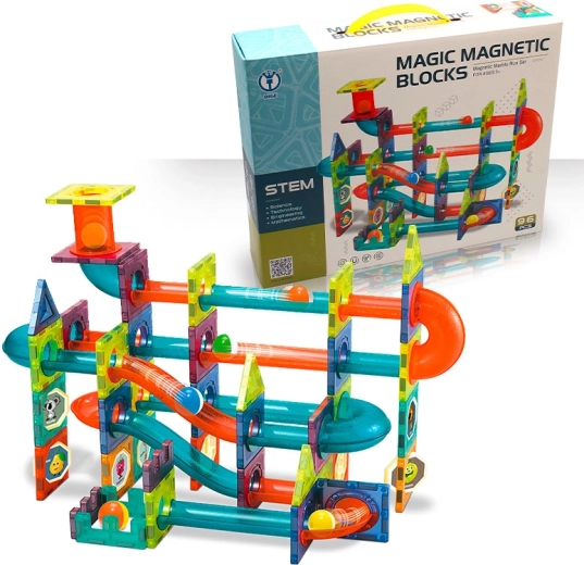 Magnetinė kamuoliukų trasa – 96 dalių konstruktorius