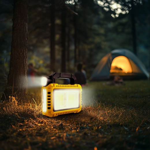 Multifunctional handheld LED flashlight with solar panel and power bank