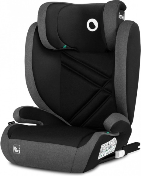 LIONELO Hugo i‑Size child car seat 100–150 cm, black‑grey
