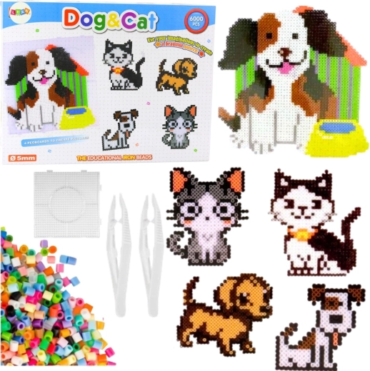 Creative Iron-Bead Set with Dog and Cat Designs, 6,000 Pieces
